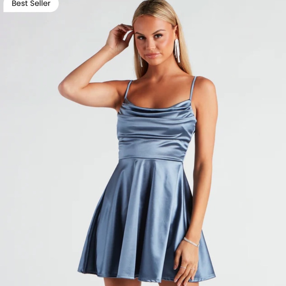NEW! Dusty Blue Skater Windsor Dress
